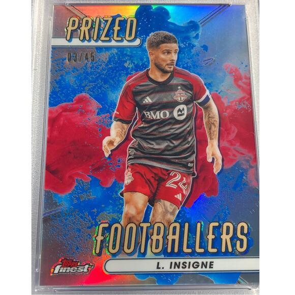 2023 Topps Finest MLS Prized Fusions Blue/Red #PFF-4 Lorenzo Insigne /45 PSA 9 - Picture 4 of 7